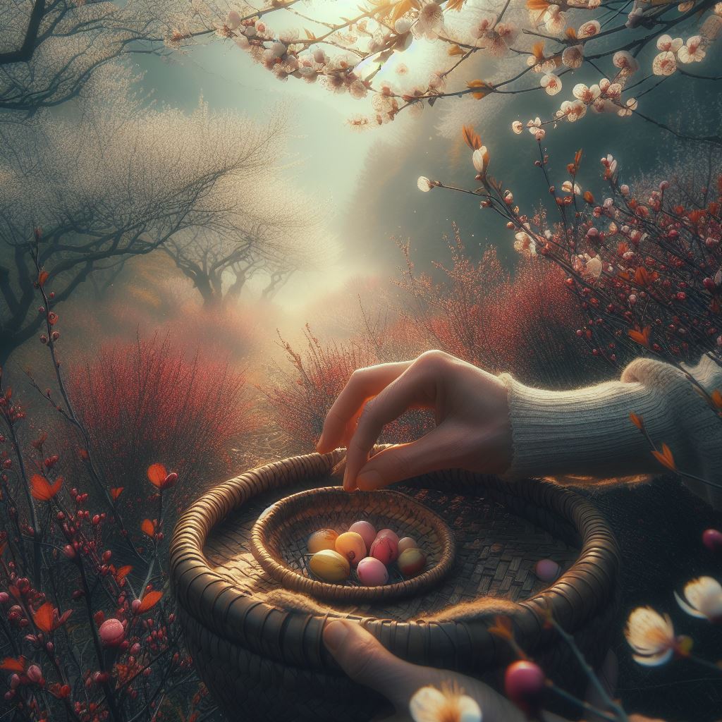 春来茗叶还争白，腊尽梅梢尽放红。