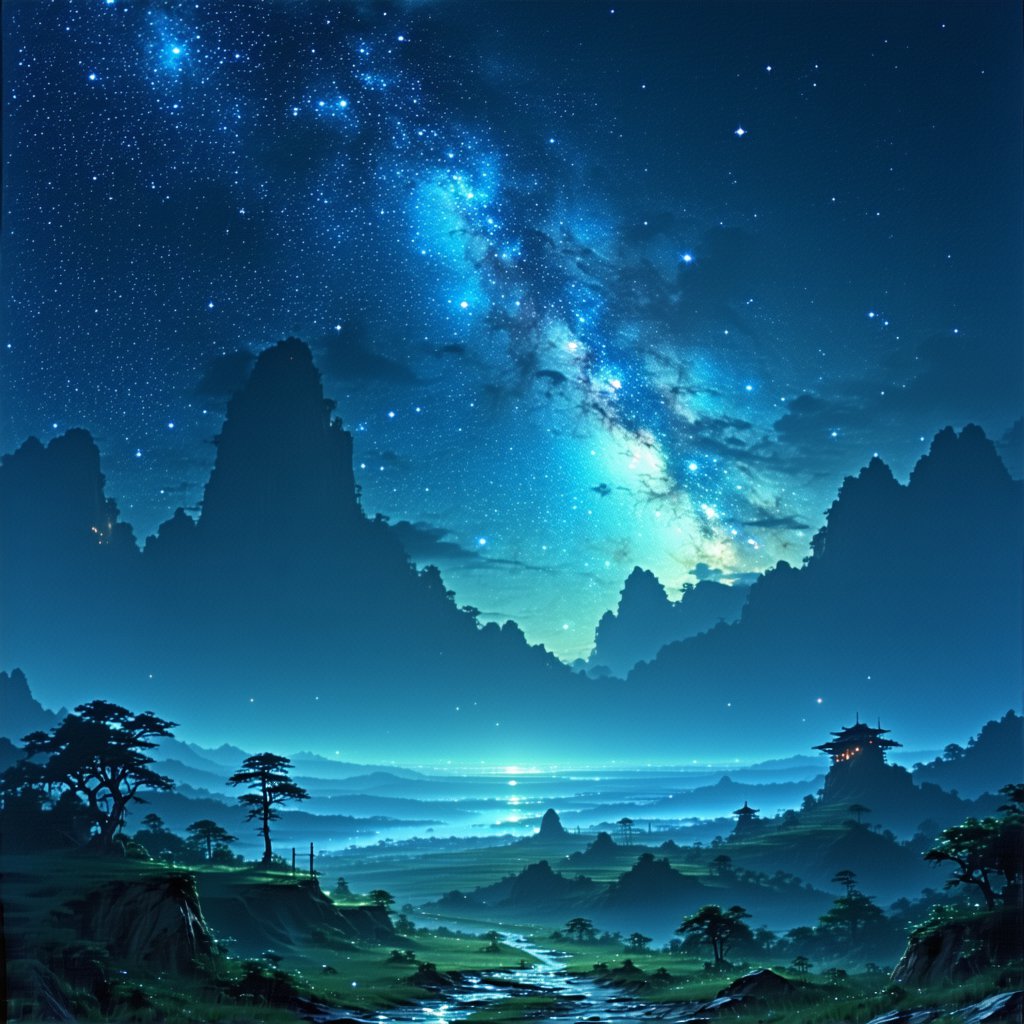 河边独自看星宿，夜织天丝难接续。 Poster