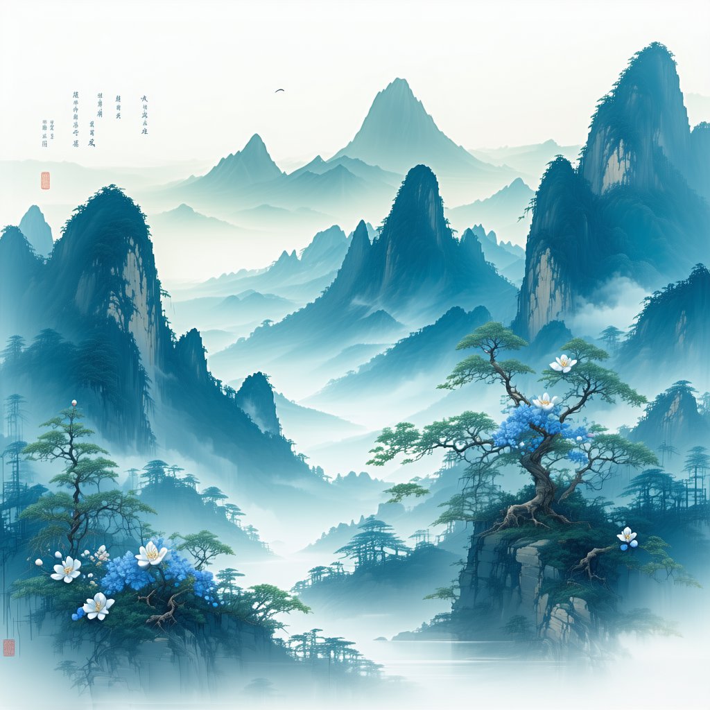 江碧鸟逾白，山青花欲燃。