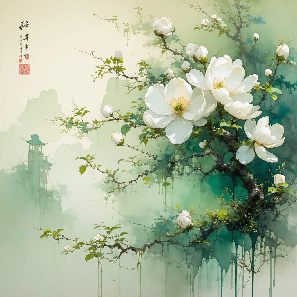 野渡花争发，春塘水乱流。