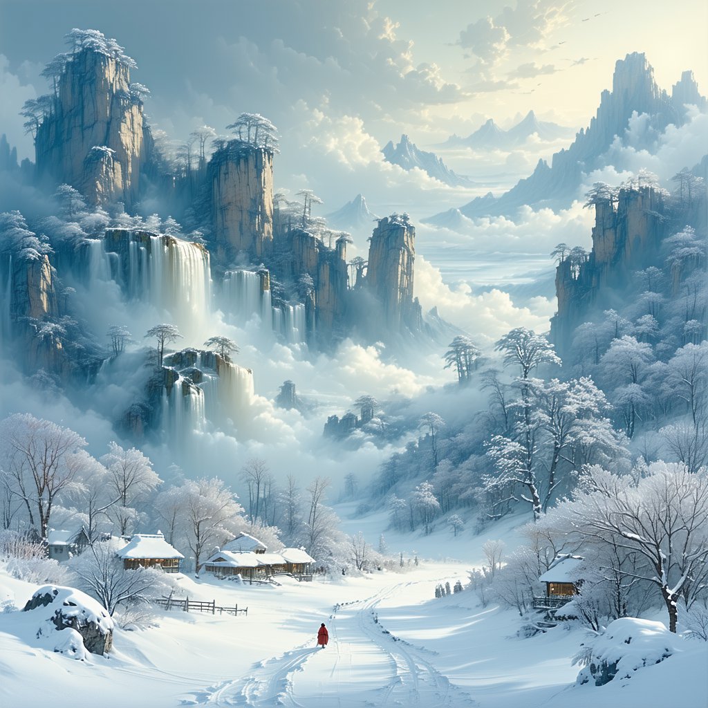 俯瞰黄河小，高悬白雪清。