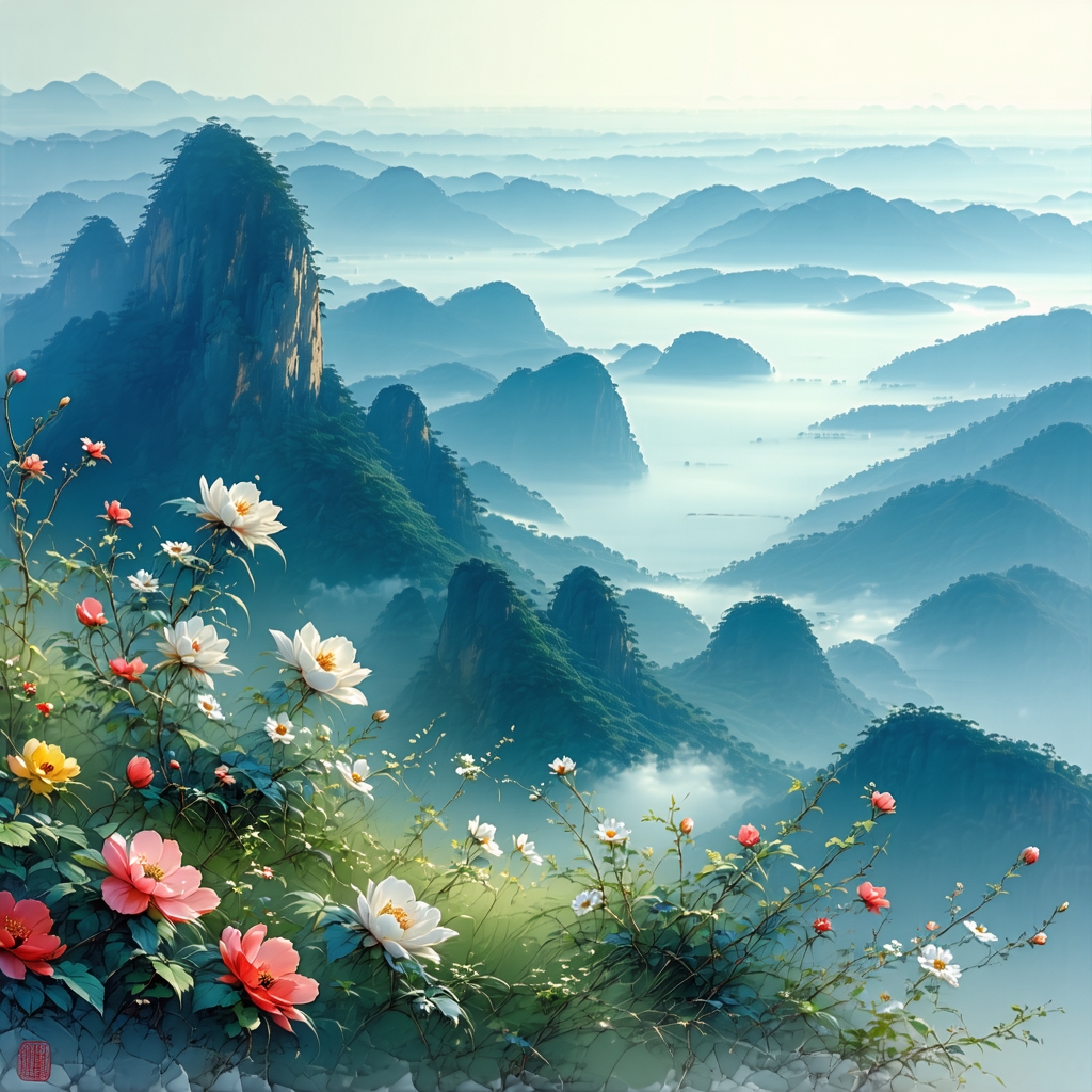 叶落风不起，山空花自红。