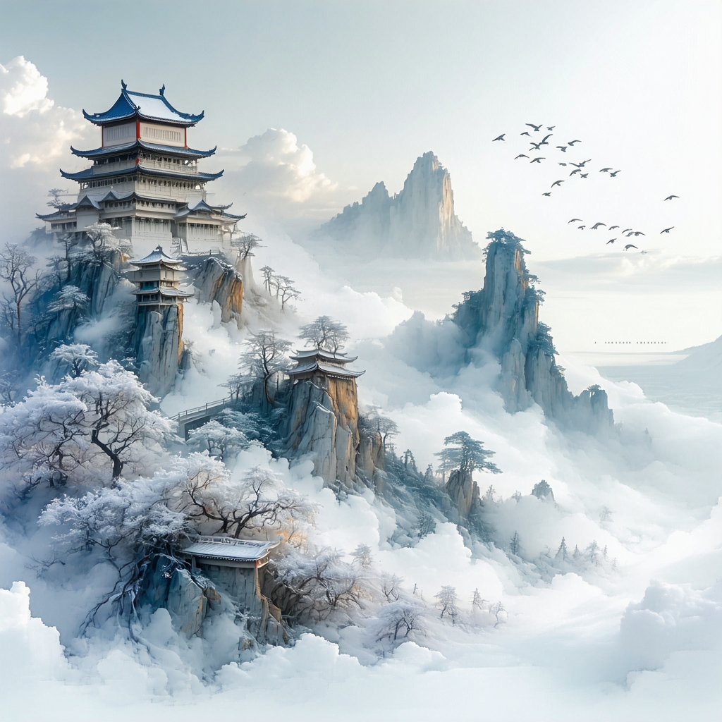 雪暗凋旗画，风多杂鼓声。