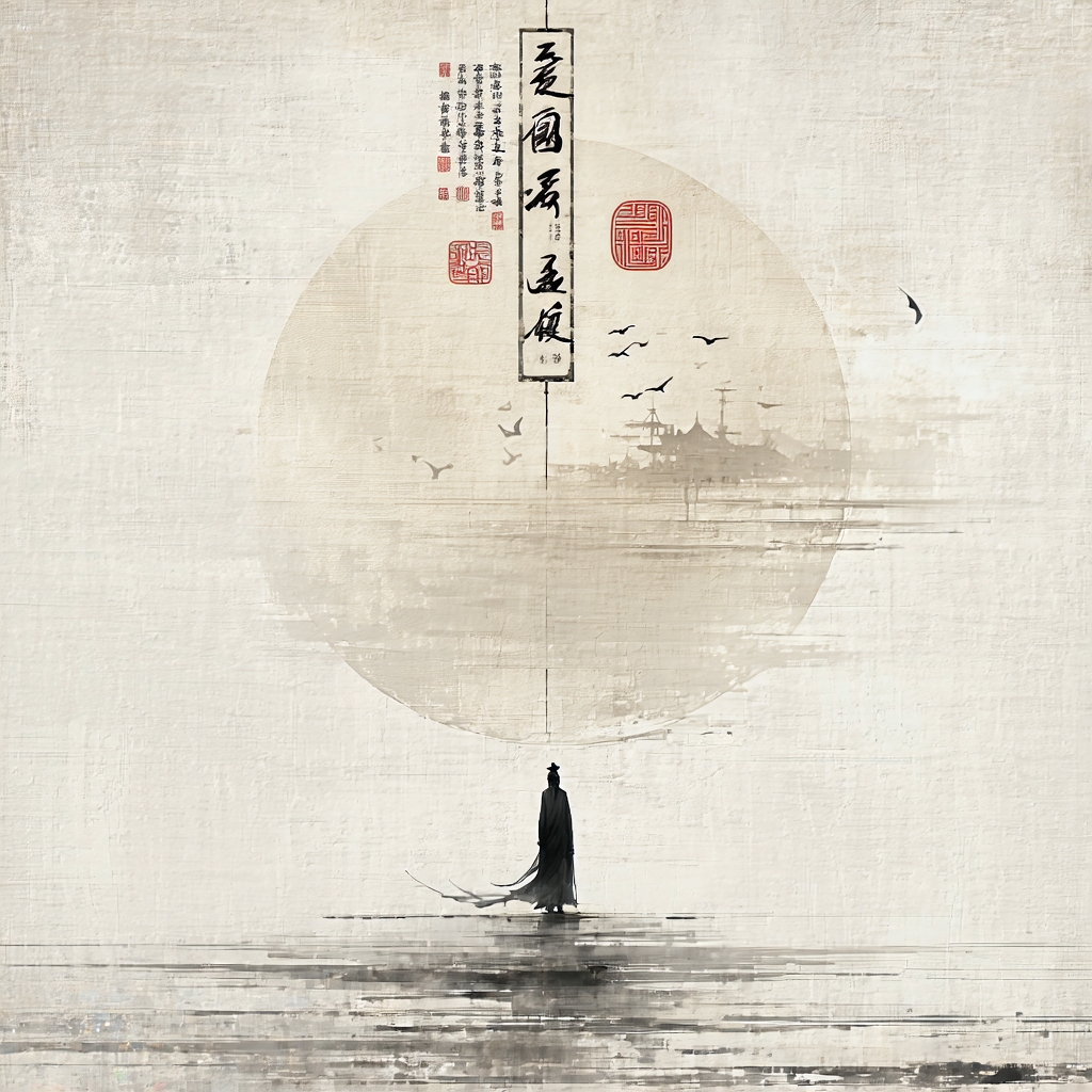 斜倚画阑娇不语，暗移梅影过红桥，裙带北风飘。 Poster