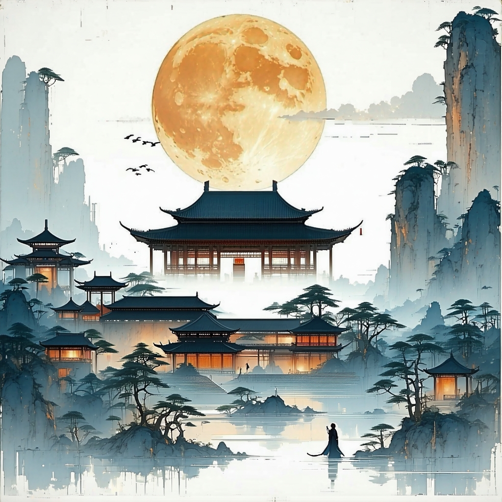 斜倚画阑娇不语，暗移梅影过红桥，裙带北风飘。