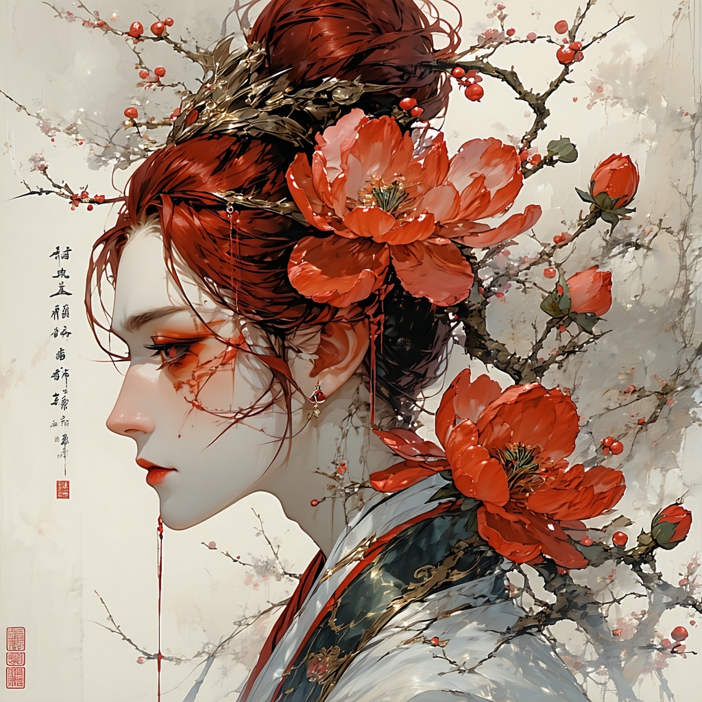 淡淡梅花香欲染，丝丝柳带露初干。