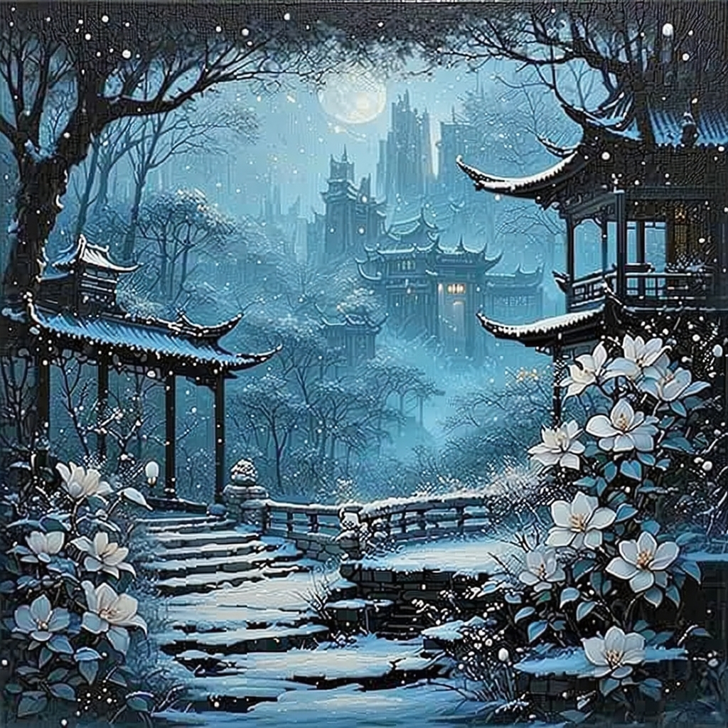 昔去雪如花，今来花似雪。