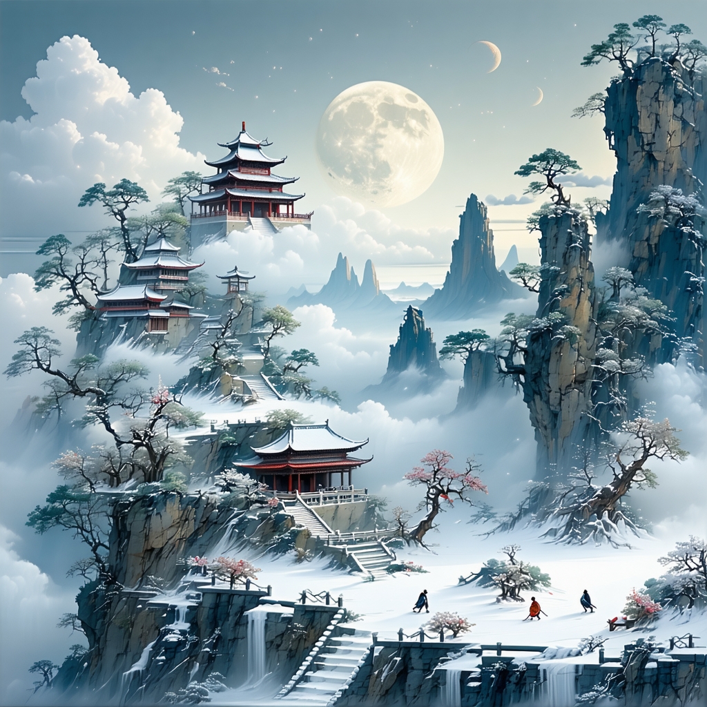 九衢雪小，千门月淡，元宵灯近。