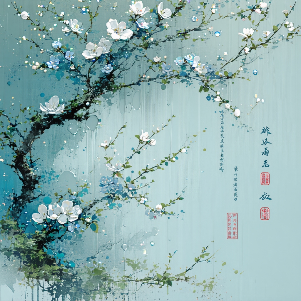 春雨断桥人不度，小舟撑出柳阴来。