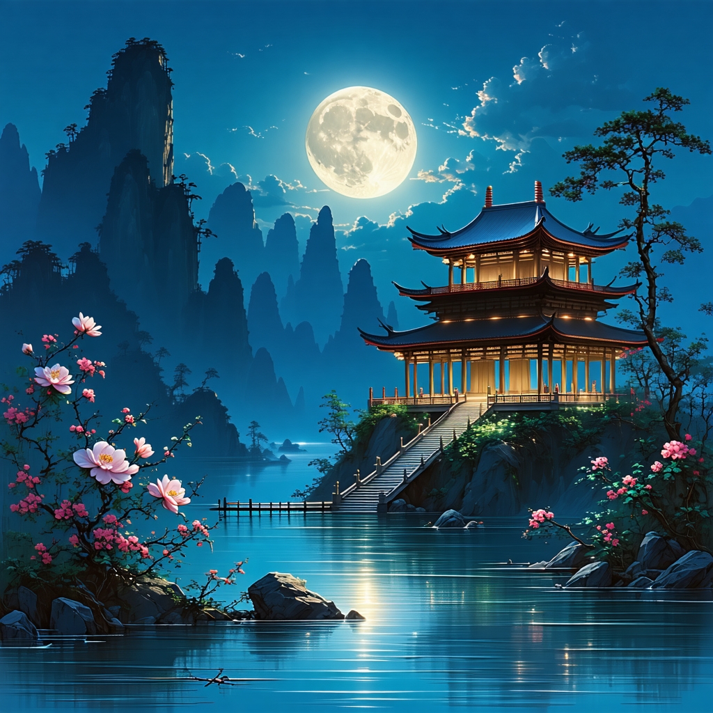 浔阳江头夜送客，枫叶荻花秋瑟瑟。