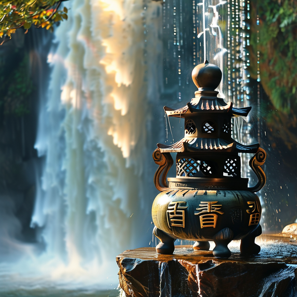 香炉初上日，瀑水喷成虹。 Poster