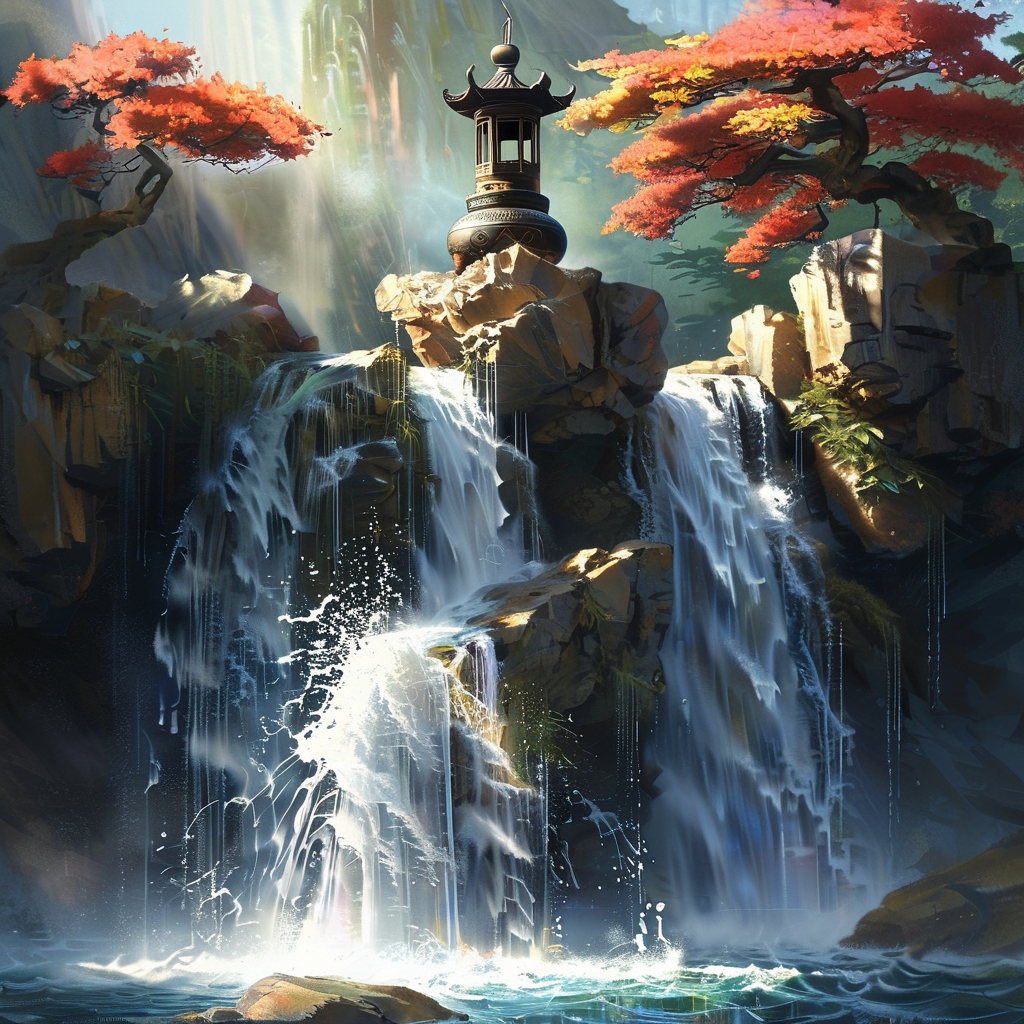 香炉初上日，瀑水喷成虹。