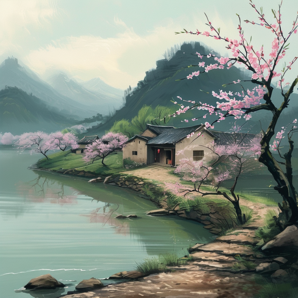 十日春寒不出门，不知江柳已摇村。 Poster